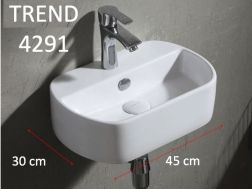 Vasque lavabo suspendu 45x30 cm, en céramique blanc 