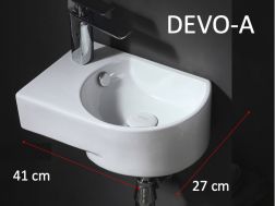 Lave mains, 41 x 27 cm, robinetterie à gauche - DEVO-A  gauche
