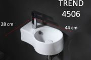 Lave mains, 44x28 cm, robinetterie à gauche - TREND 4506 gauche