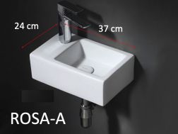 Lave mains rectangulaire, 37x24 cm, robinetterie à gauche - ROSA