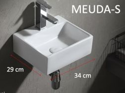 Lave mains rectangulaire, 34x29 cm, en céramique blanche  - MEDUSA S