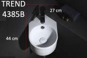 Lave mains d'angle rond, 42x27 cm, céramique blanche - TREND 4385D