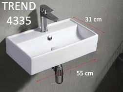 Vasque lavabo rectangulaire 55x31 cm, en céramique blanc - TREND 4335