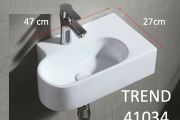 Oval håndvask, 47x27 cm, hvid keramik - trend 41037