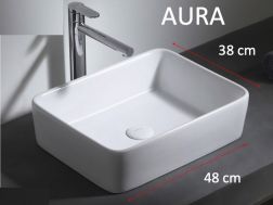 Vasque lavabo 48x38 cm, en céramique blanc - AURA