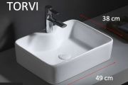 Vasque lavabo 49x38 cm, en céramique blanc - TORVI