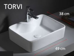Vasque lavabo 49x38 cm, en céramique blanc - TORVI