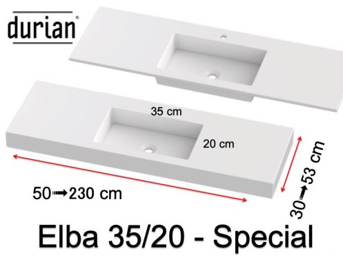 Plan vasque, Solid-Surface Durian - ELBA 35/20 SPECIAL