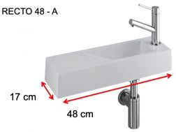 Lave-mains, 17 x 48 cm, robinetterie à droite - RECTO 48 A