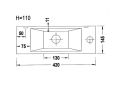 Lave-mains, 15x42 cm, robinetterie  droite - RECTO 42 A