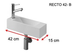 Umywalka 15x42 cm, bateria lewa - RECTO 42 B