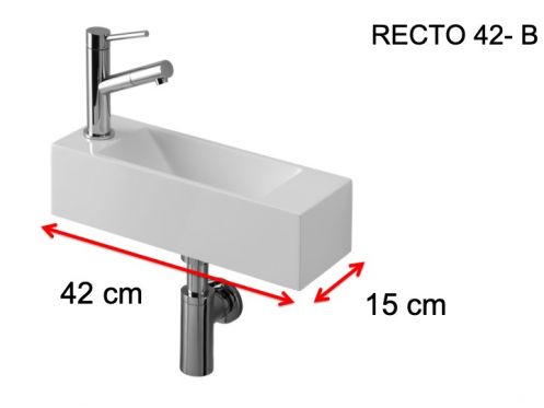 Lave-mains, 15x42 cm, robinetterie  gauche - RECTO 42 B