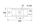 Lave-mains, 15x42 cm, robinetterie  gauche - RECTO 42 B