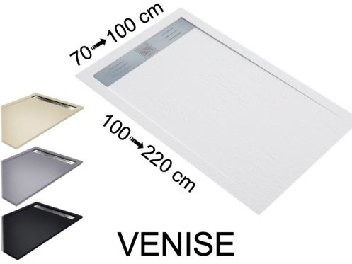 Receveur douche, caniveau, en rsine minrale - VENISE INOX 170