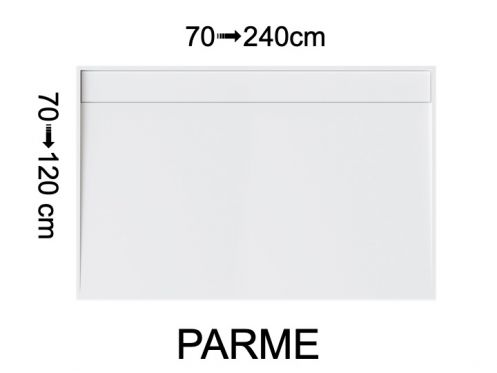 Receveur de douche, caniveau latral, en rsine minrale Solid Surface - PARME 