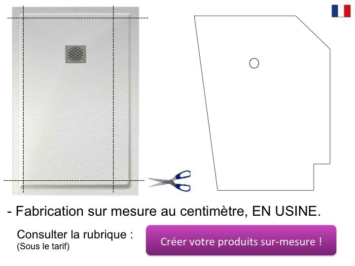 Bordure, anti-débordement, en résine de la couleur des receveurs de douche  - PIERRE