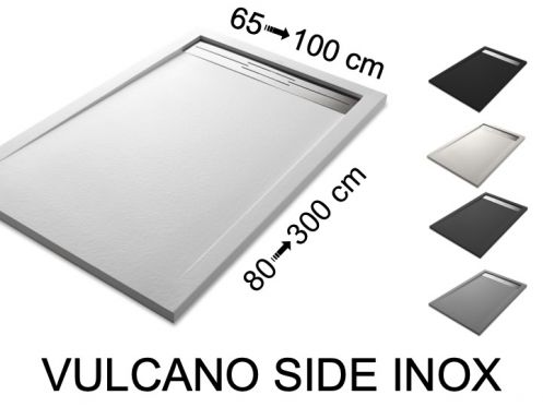 Brodzik, rynna, 120 cm,  żywica Acrystone - VULCANO SIDE INOX