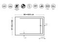 Douchebak, goot, 110 cm, Acrystone hars - VULCANO SIDE COVER