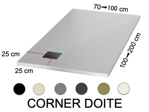 Receveur de douche avec une vacuation en angle  droite - CORNER DROITE