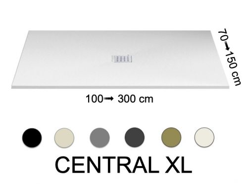 Bruseniche med centralt afløb, 240 cm, ekstra flad harpiks - XL CENTRAL