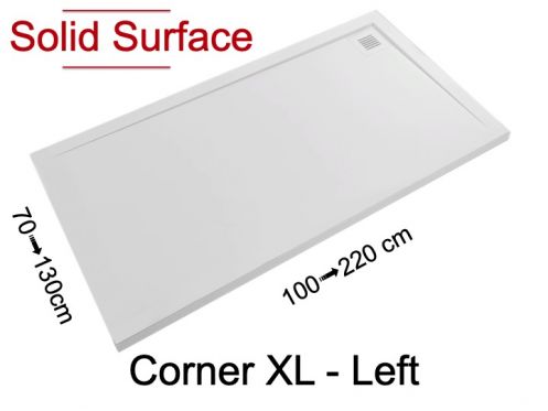 Douchebak, linker hoekafvoer- Solid Surface CORNER LEFT