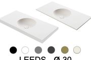 Plan vasque, bassin rond, 120 x 40 cm, suspendu ou à poser - LEEDS Ø 30