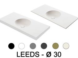 HÃ¥ndvaskbord, rund hÃ¥ndvask, 120 x 40 cm, ophÃ¦ngt eller fritstÃ¥ende - LEEDS Ã˜ 30