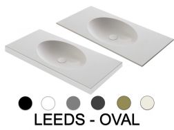 HÃ¥ndvasktop, oval hÃ¥ndvask, 120 x 46 cm, ophÃ¦ngt eller fritstÃ¥ende - LEEDS OVAL