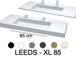 Plan vasque, bassin 85 cm, 100 x 46 cm, suspendu ou à poser - LEEDS XL 85