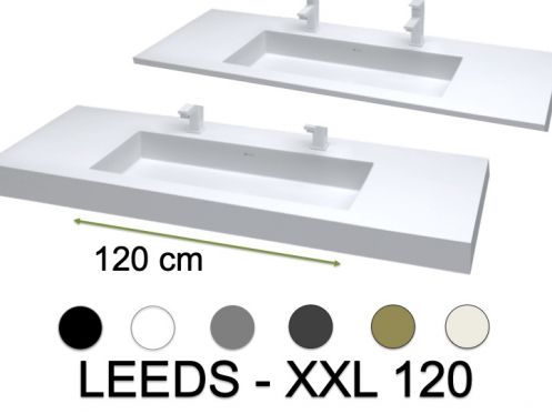 Plan vasque, bassin 120 cm, 140 x 46 cm, suspendu ou  poser - LEEDS XXL 120