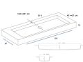 Plan vasque, bassin 120 cm, 150 x 46 cm, suspendu ou  poser - LEEDS XXL 120