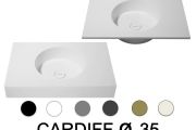 Plan vasque, bassin rond, 120 x 40 cm, suspendu ou à poser - CARDIFF Ø 35