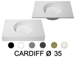 Wastafelblad, ronde wastafel, 120 x 40 cm, hangend of vrijstaand - CARDIFF Ã˜ 35