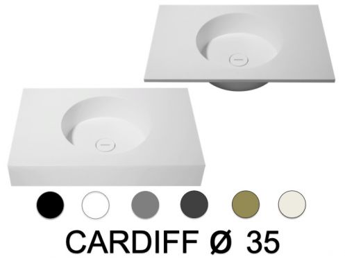 HÃ¥ndvaskbord, rund hÃ¥ndvask, 120 x 40 cm, ophÃ¦ngt eller fritstÃ¥ende - CARDIFF Ã˜ 35