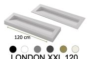 Plan vasque caniveau, double bassin L. 120 cm, 150 x 46 cm, résine - LONDON XL 120