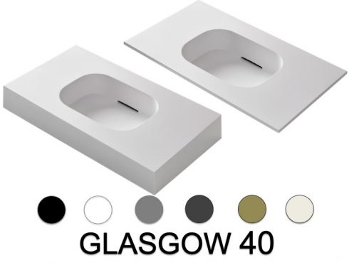 Plan vasque Design, 100 x 46 cm, suspendu ou  poser - GLASGOW 40