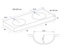 Plan vasque, double bassin rond, 100 x 40 cm, suspendu ou  poser - LEEDS DOUBLE  30