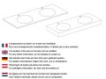 Plan vasque, double bassin rond, 100 x 40 cm, suspendu ou  poser - LEEDS DOUBLE  30