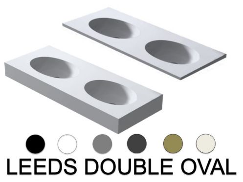 Plan vasque, bassin oval, 120 x 46 cm, suspendu ou  poser - LEEDS DOUBLE OVAL