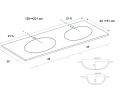 Plan vasque, bassin oval, 120 x 46 cm, suspendu ou  poser - LEEDS DOUBLE OVAL