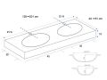 Plan vasque, bassin oval, 120 x 46 cm, suspendu ou  poser - LEEDS DOUBLE OVAL