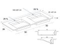 Plan double vasque caniveau, 120 x 46 cm, suspendu ou  poser - LONDON DOUBLE 50