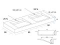 Plan double vasque caniveau, 120 x 46 cm, suspendu ou  poser - LONDON DOUBLE 50