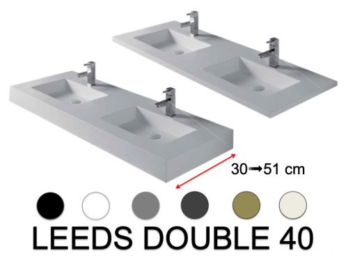 Dubbel wastafelblad, 100 x 40 cm, geringe diepte - LEEDS DOUBLE 40