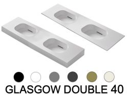 Design aanrechtblad met dubbele spoelbak, 100 x 46 cm - GLASGOW DOUBLE 40