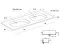Plan double vasque Design, 140 x 46 cm - GLASGOW DOUBLE 60