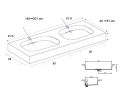 Plan double vasque Design, 140 x 46 cm - GLASGOW DOUBLE 60