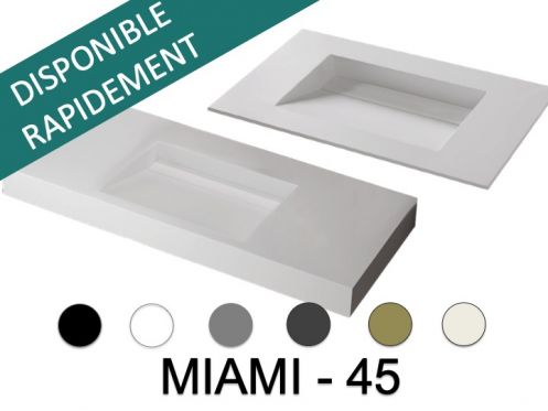 Plan vasque caniveau, 100 x 50 cm, suspendu ou  encastrer - MIAMI 45