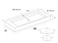 Plan vasque, 100 x 50 cm, suspendue ou  encastrer - NEW YORK 90