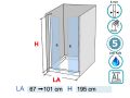Double portes de douche, battantes / pivotantes - LILLE noir